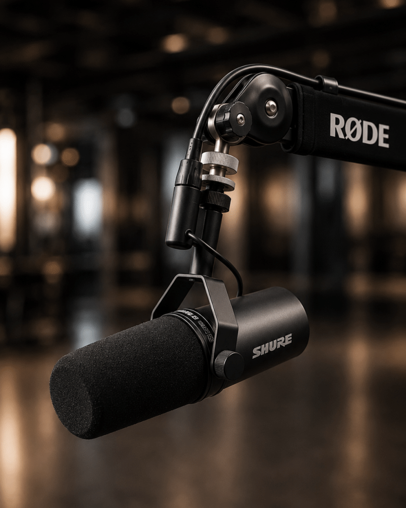 Micro Shure SM7B du studio podcast près de Marseille, à La Ciotat